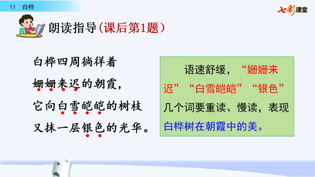 統編版語文四年級下冊第11課白樺微課課文朗讀生字視頻