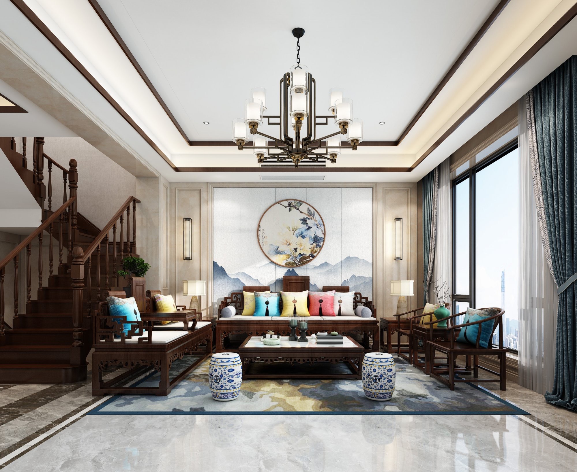 珊瑚装饰新中式装修效果图赏析