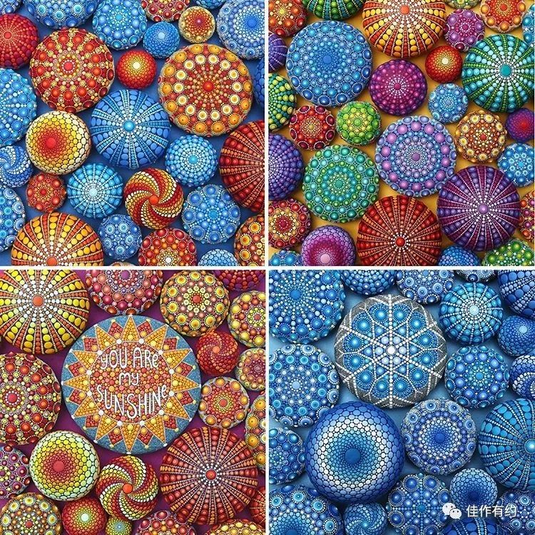 惊艳的曼陀罗彩色石头