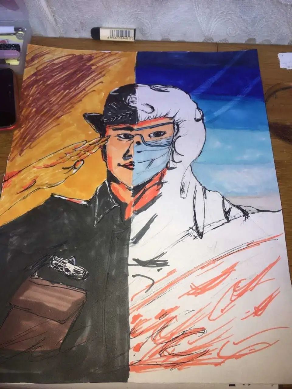 同心战疫我在行动手绘疫瞬间