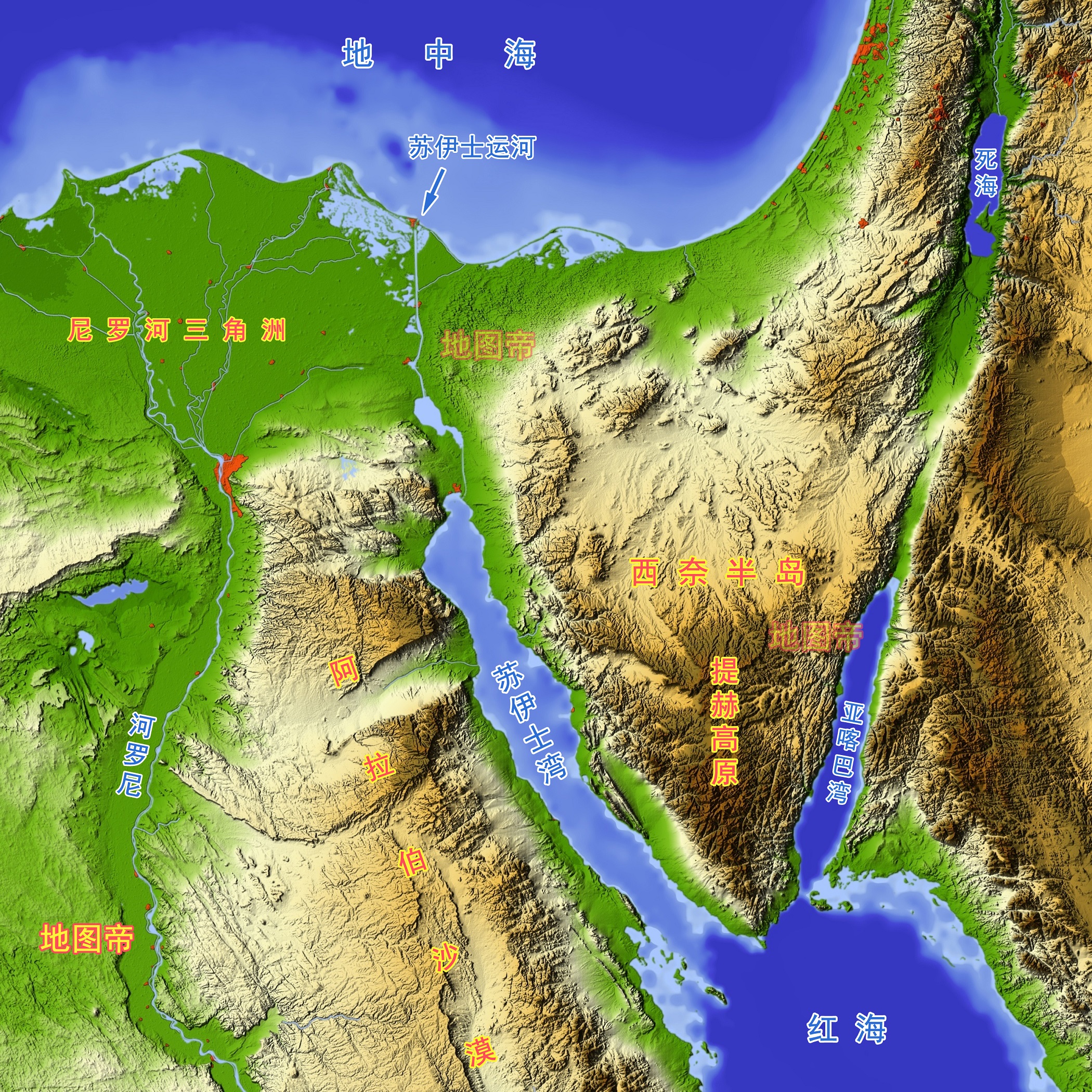 中东地区地形图片
