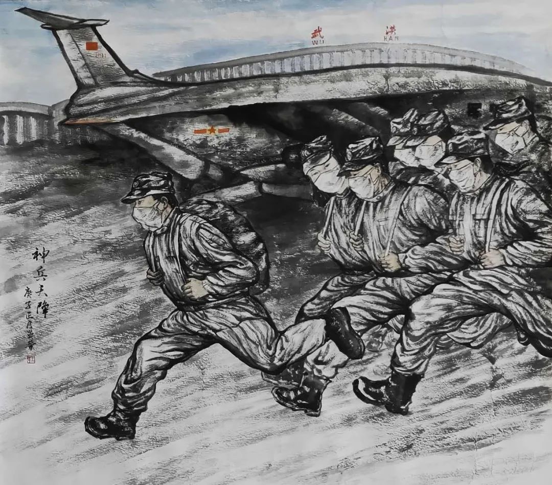 军事题材国画作品图片