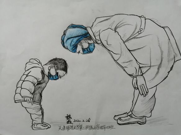 为照顾自己的护士深深的鞠躬,表示感谢.