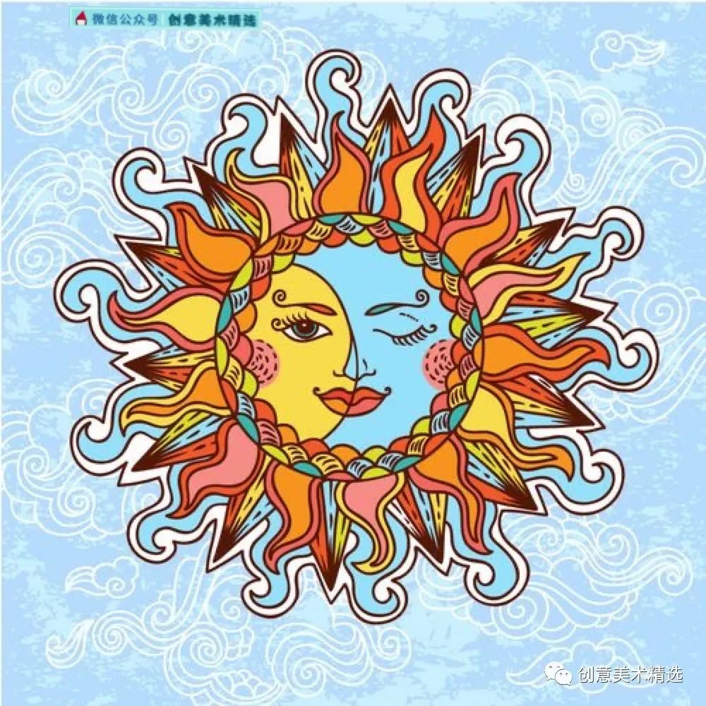 素材分享30张太阳主题色彩装饰画你想知道的太阳画法都在这里啦