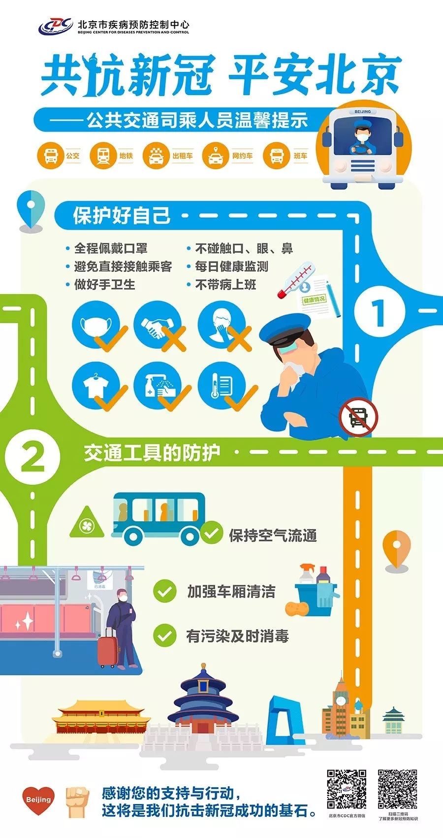 【疫情防控】北京市疾控中心:乘坐公共交通 防护为你为我