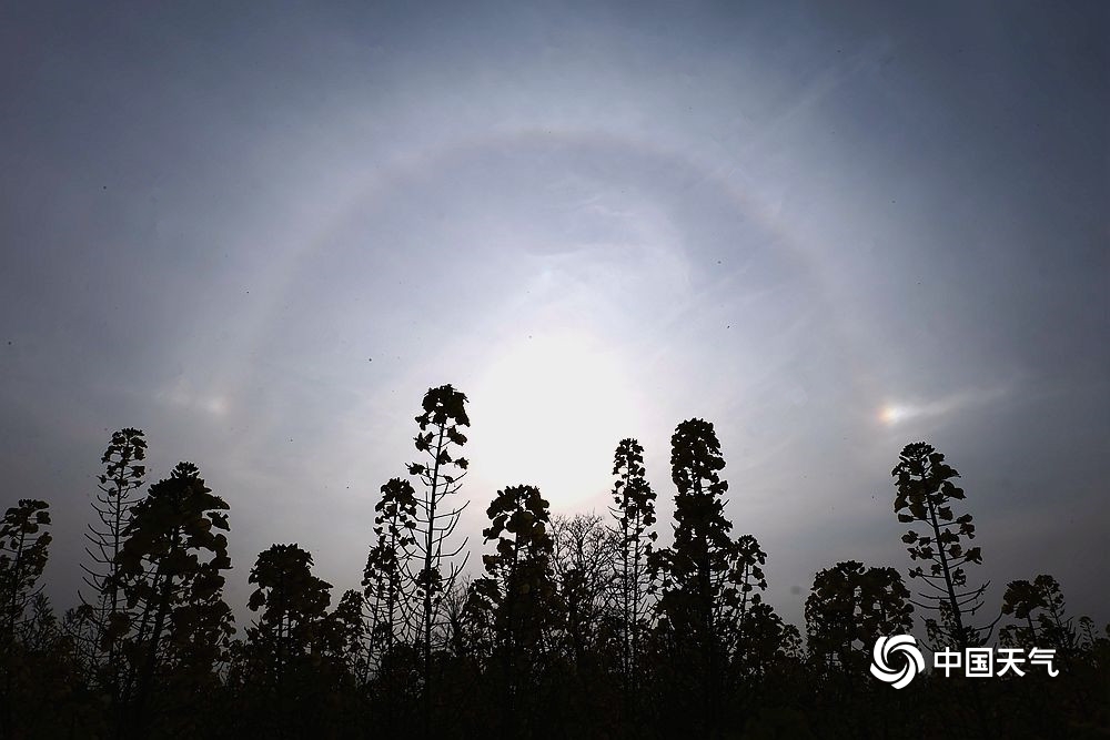 江西现"三个太阳"日晕天象自然奇观