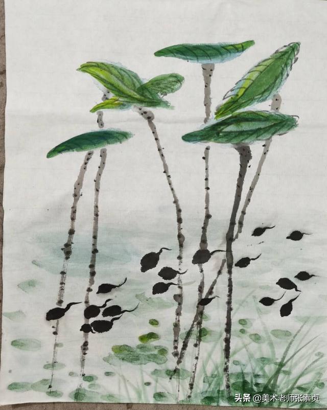 零基础少儿国画网络视频直播课课后点评之二小蝌蚪