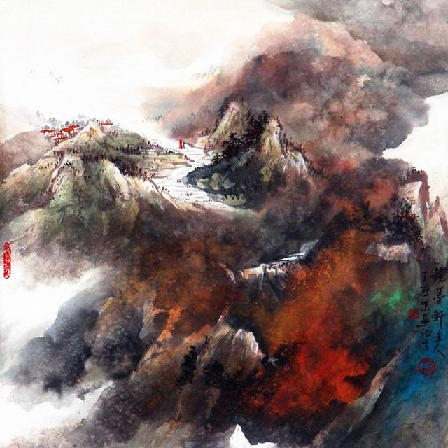 丁亚忠泼墨泼彩山水画欣赏