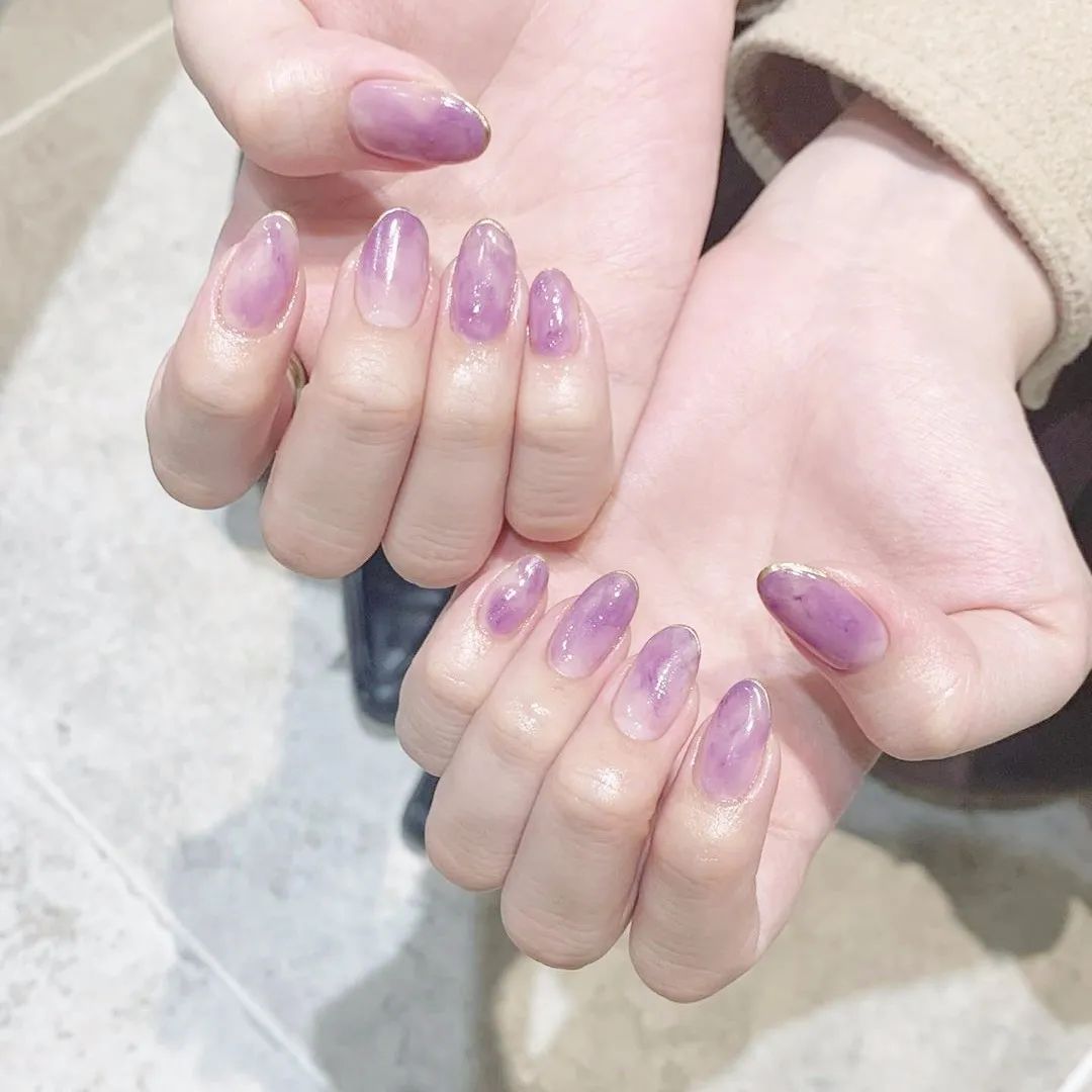 淡紫色美甲,好温柔