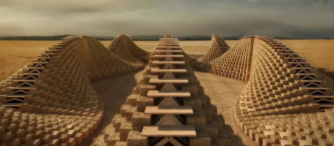 几何形状的堆叠透露出建筑的美感,最具特色的本土材料的最大化利用