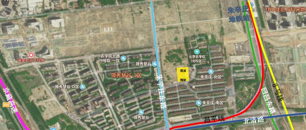 位于史各庄街道朱辛庄村,四至范围:西,北两侧为空地,东侧为规划