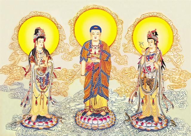 「佛图」西方三圣像(阿弥陀三尊)_菩萨