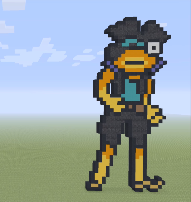 我的世界:建筑党玩家在线画像素画,雷霆沙赞居然都来客串了!