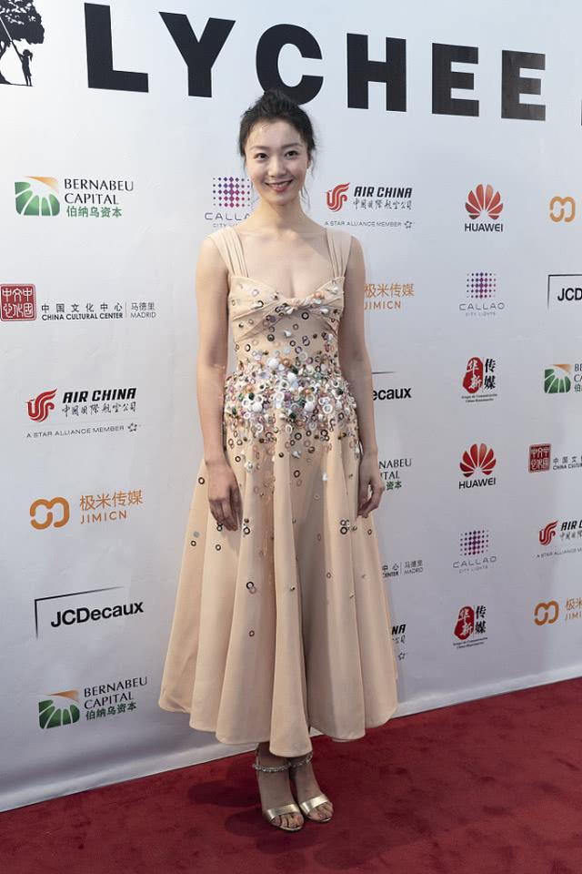 35岁齐溪淡雅潇洒透视内搭配马甲亮片裙文艺范走红毯美翻了