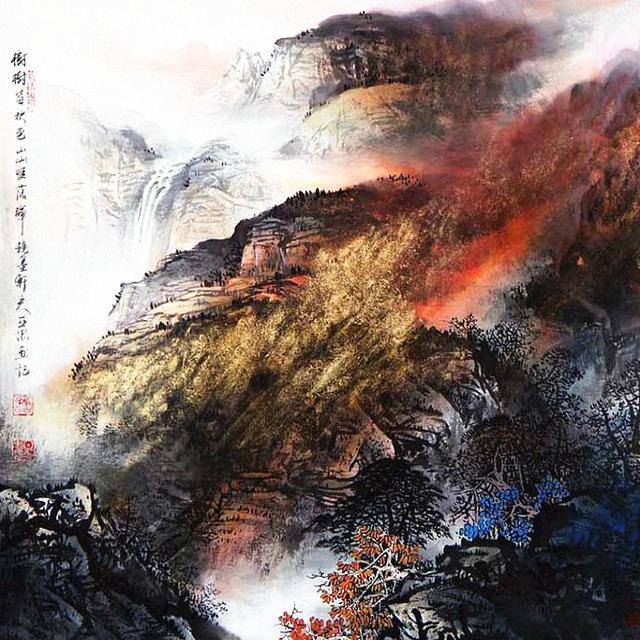 丁亚忠泼墨泼彩山水画欣赏