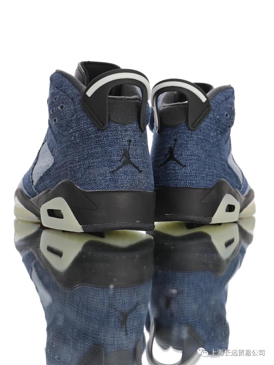 乔丹篮球鞋aj6代中帮蓝牛仔水洗丹宁