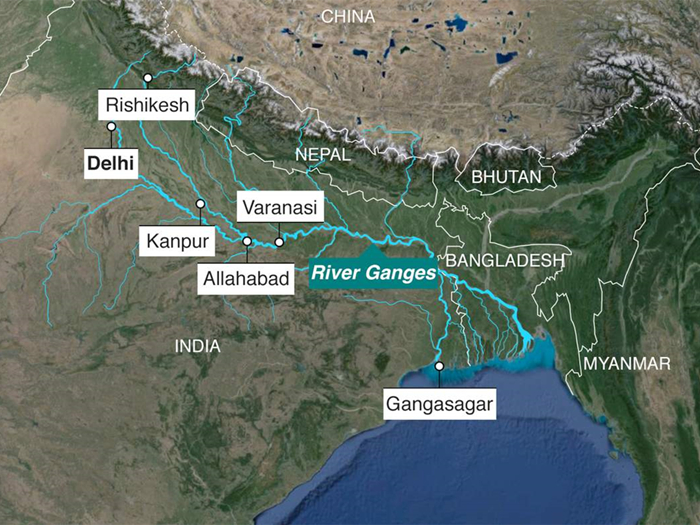 恒河流经的国家地图图片