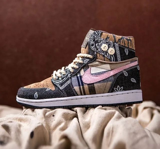 原创球鞋志高帮鞋迷福音travisscottxaj1腰花果超奢华质感