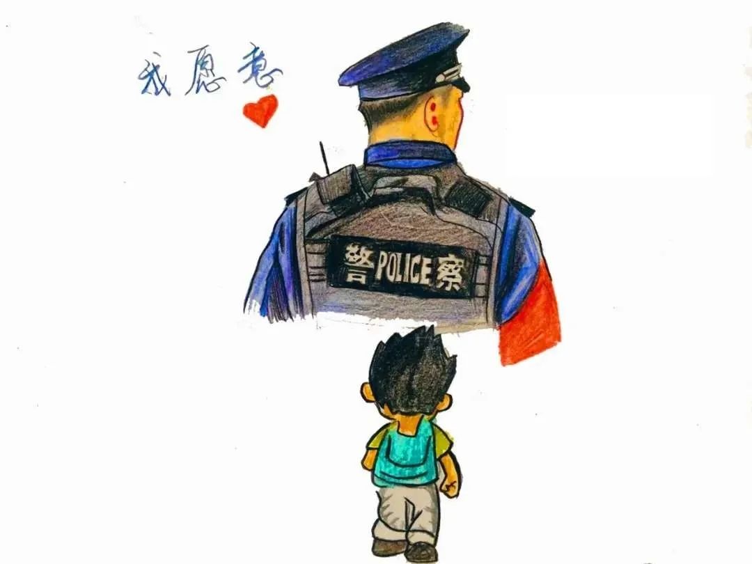 警察背影漫画图片