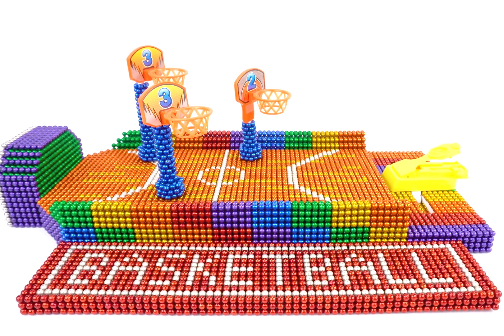 趣味手工磁力珠diy迷你篮球场