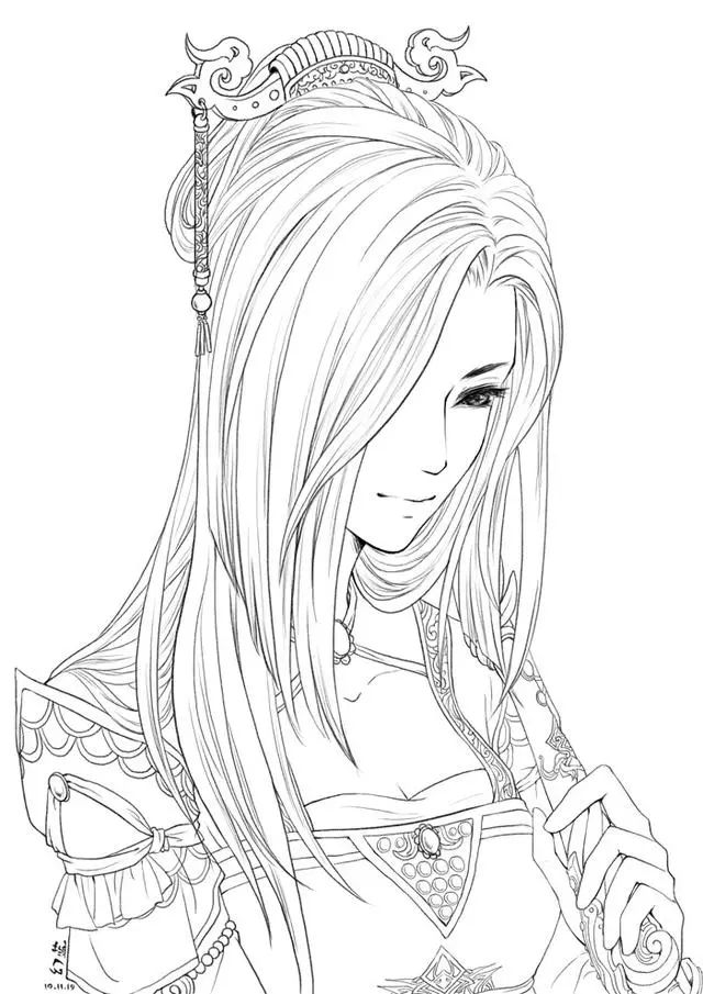 干货160张古风人物插画线稿白描图片值得收藏的