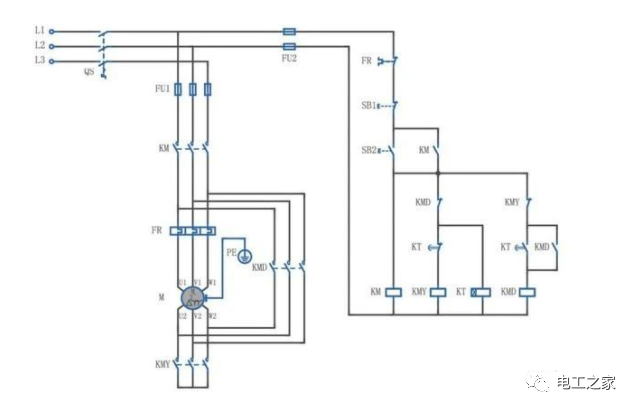 三種電動機降壓啟動控制線路星三角接線圖簡化詳解