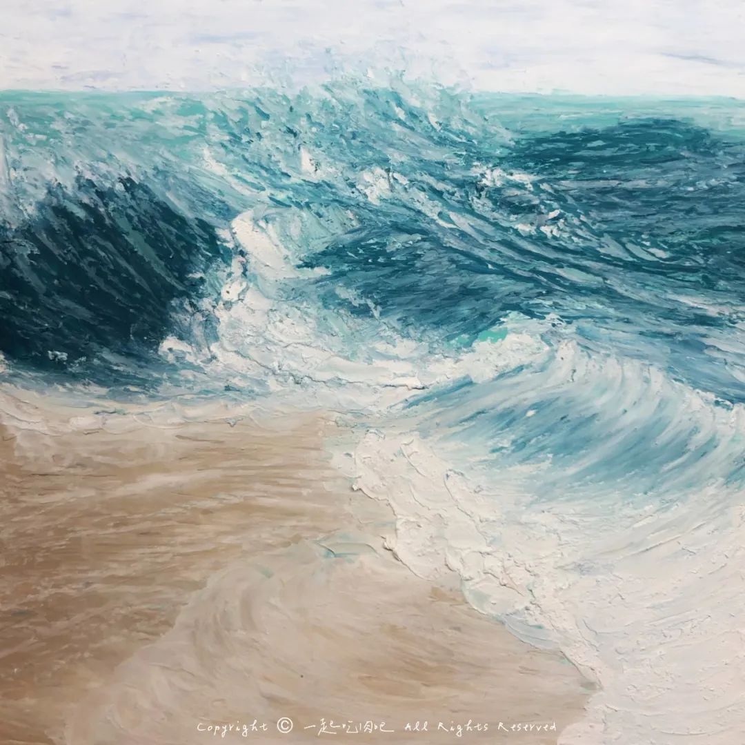 你试过水蜜桃味的大海吗肉肉老师的油画棒海景作品集