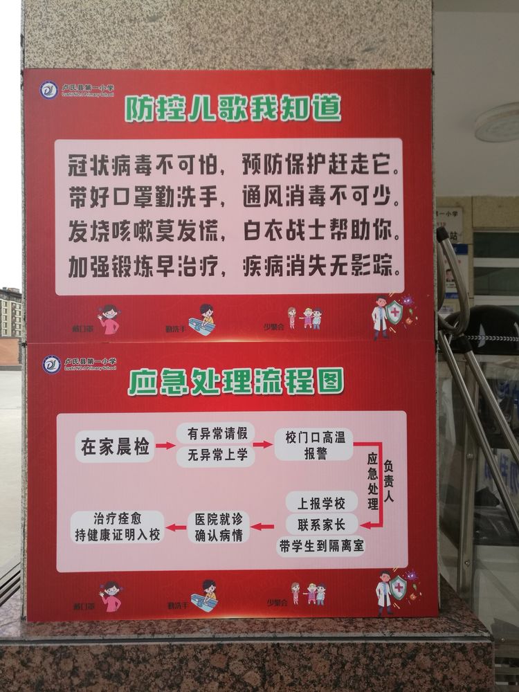 原创卢氏县第一小学疫魔严挡护花红笔墨殷勤艳桃李