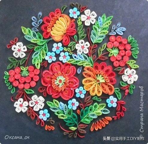 衍纸教程彩色纸条这样卷一卷做成装饰画不要太美哦