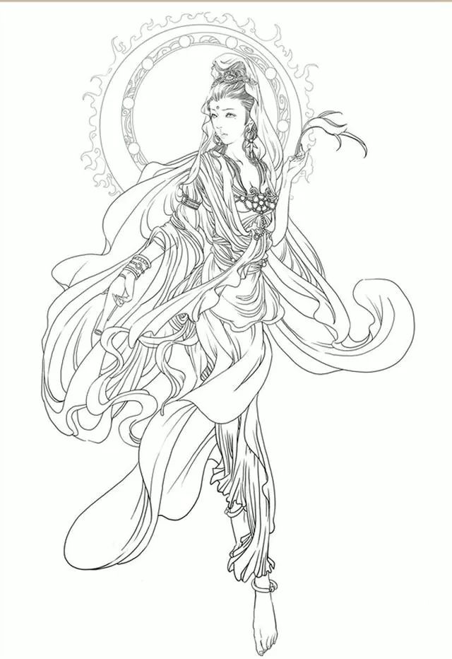 干货160张古风人物插画线稿白描图片值得收藏的
