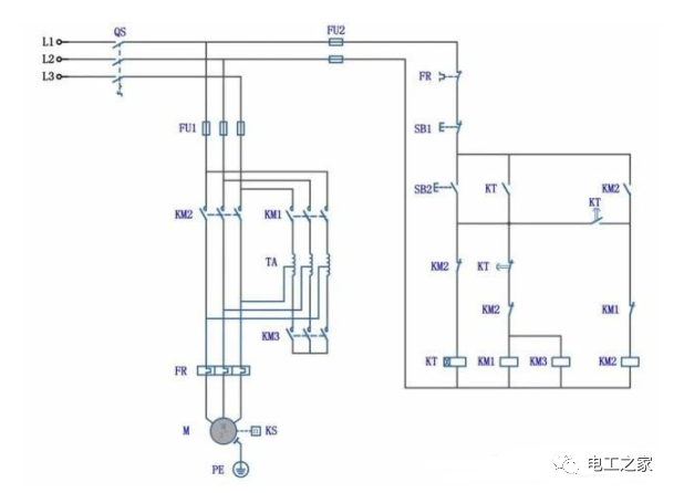 三種電動機降壓啟動控制線路星三角接線圖簡化詳解