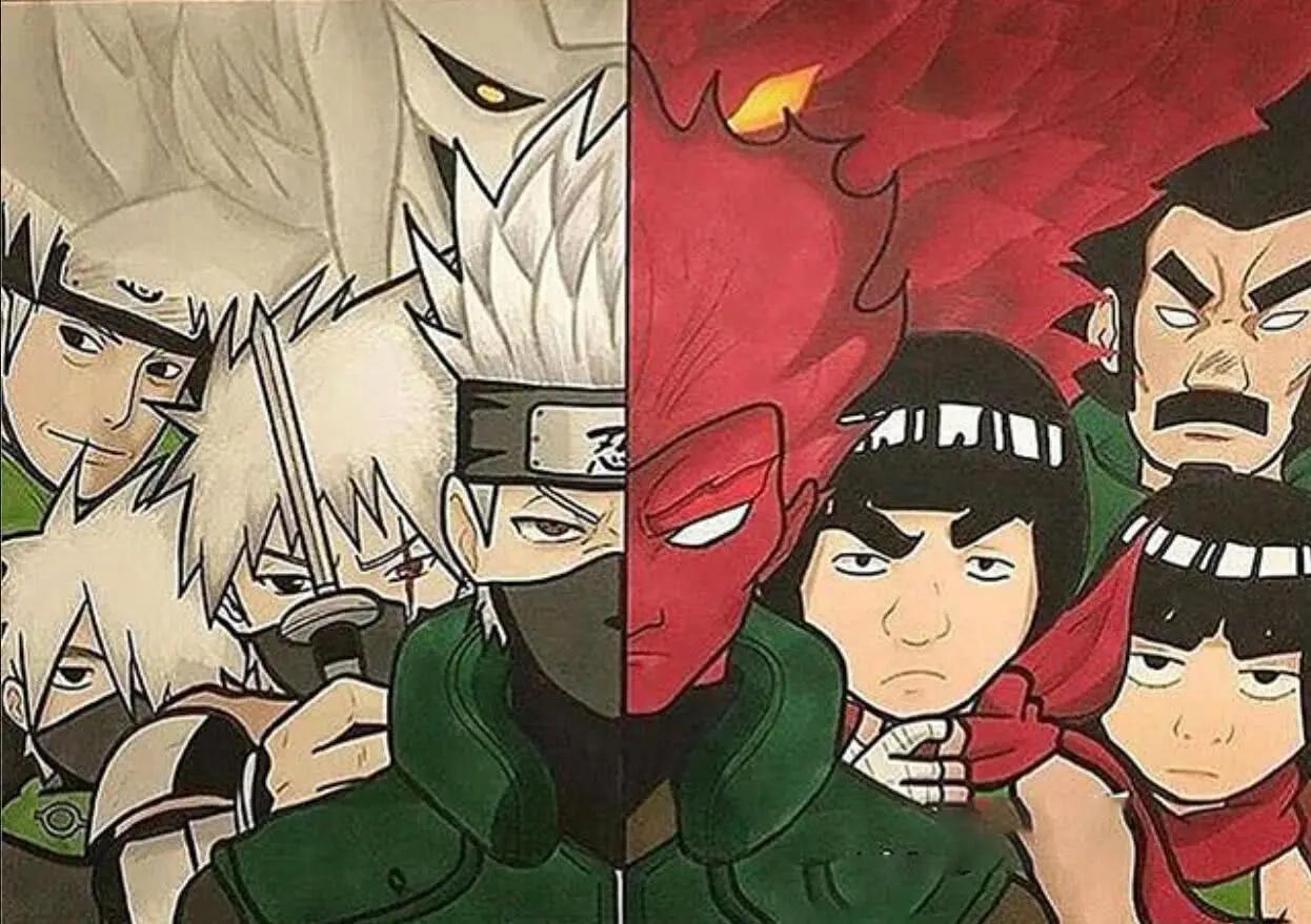 火影:宿敌站在一起的"半张脸",凯使用八门,止水开启须佐能乎