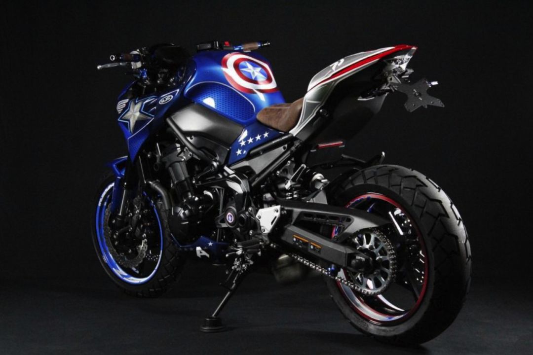 川崎z900改装案例展示全车的美国队长元素帅气现身