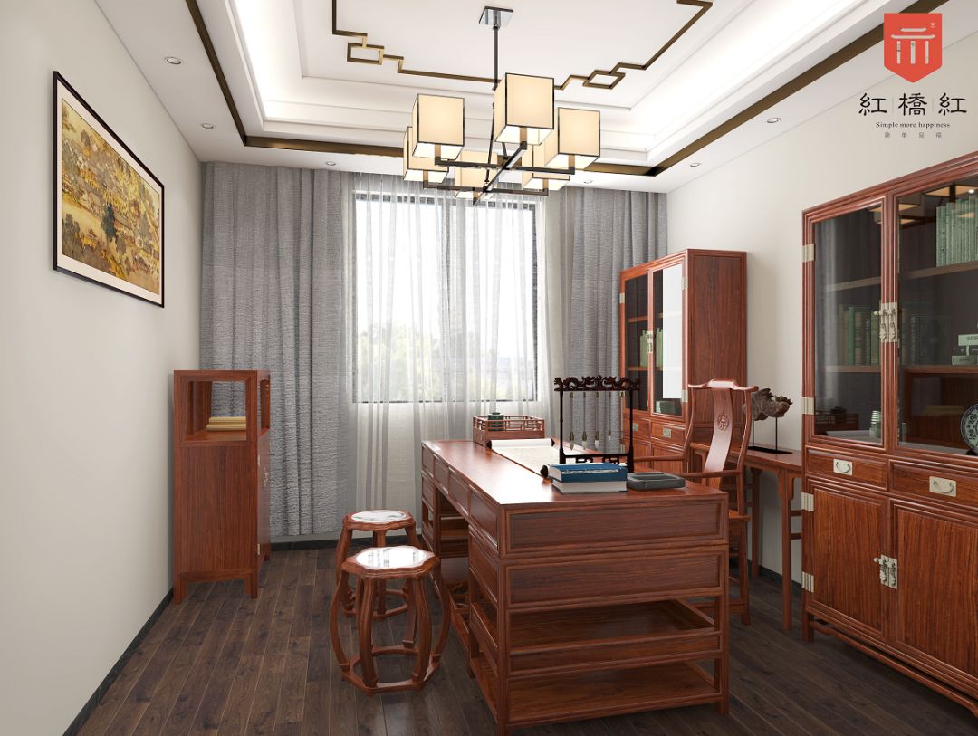 红木家装 | 缅甸花梨【书房】案例_家具
