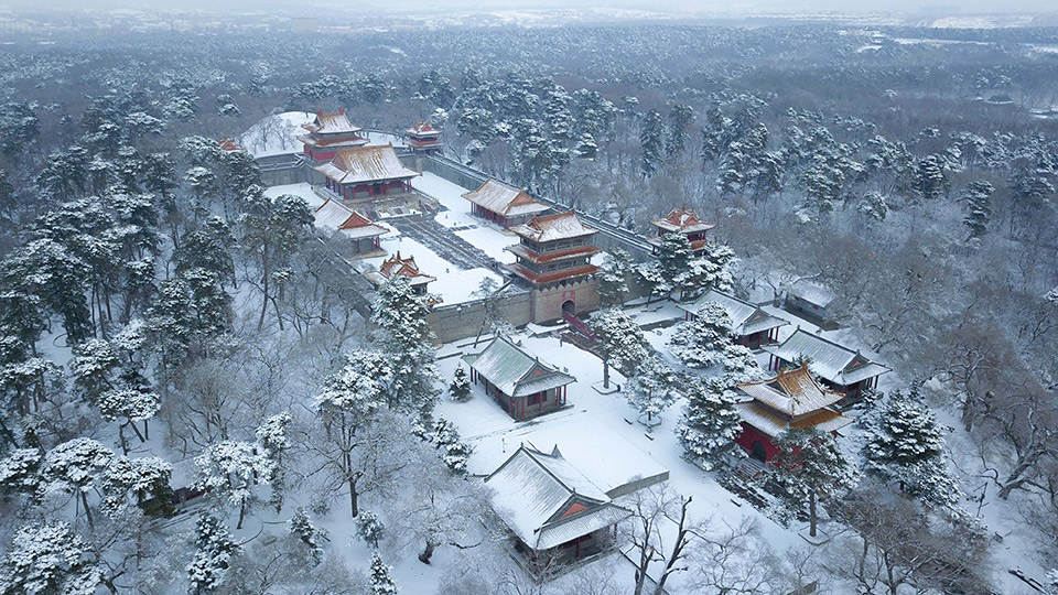 1/ 12 辽宁沈阳,一场暴雪之后,满城银装素裹,北陵公园更是被白茫茫的