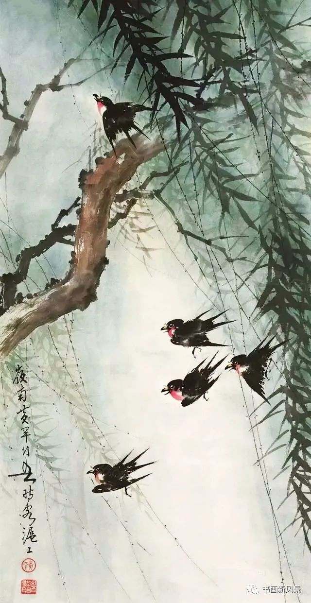 国画拂堤杨柳醉春烟