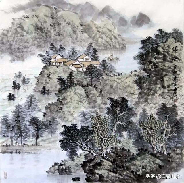 江南民居宁静中的美张冬青国画欣赏