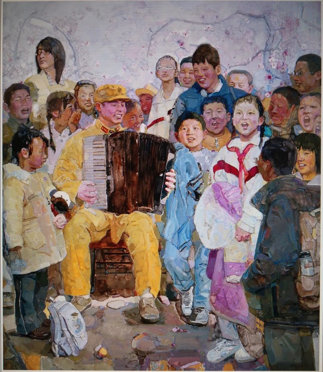 同一首歌(油画) 作者:孔平▲志愿者(油画) 作者:孔平▲雷锋(版画)