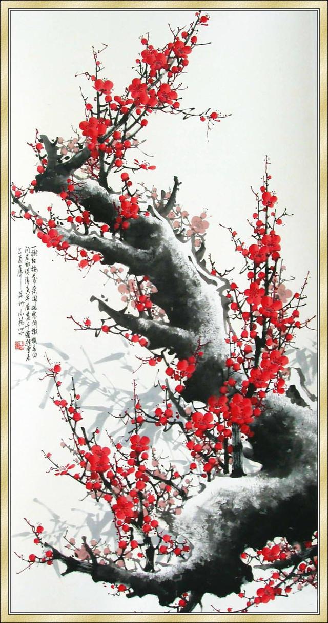 许小铭国画作品欣赏一组赏心悦目的漫屏红梅