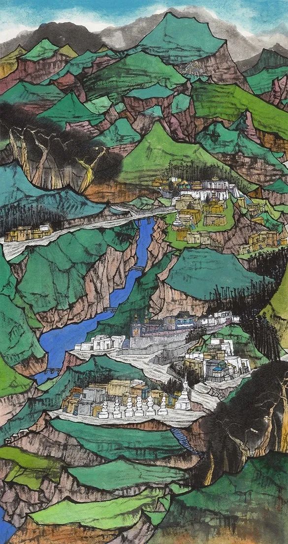 众名家评曾军艺叠彩山水画