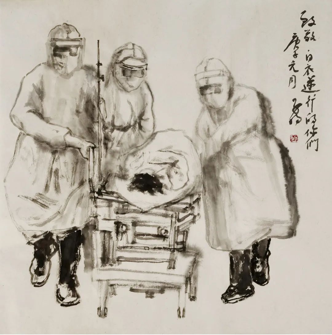 以艺战疫李子明国画作品