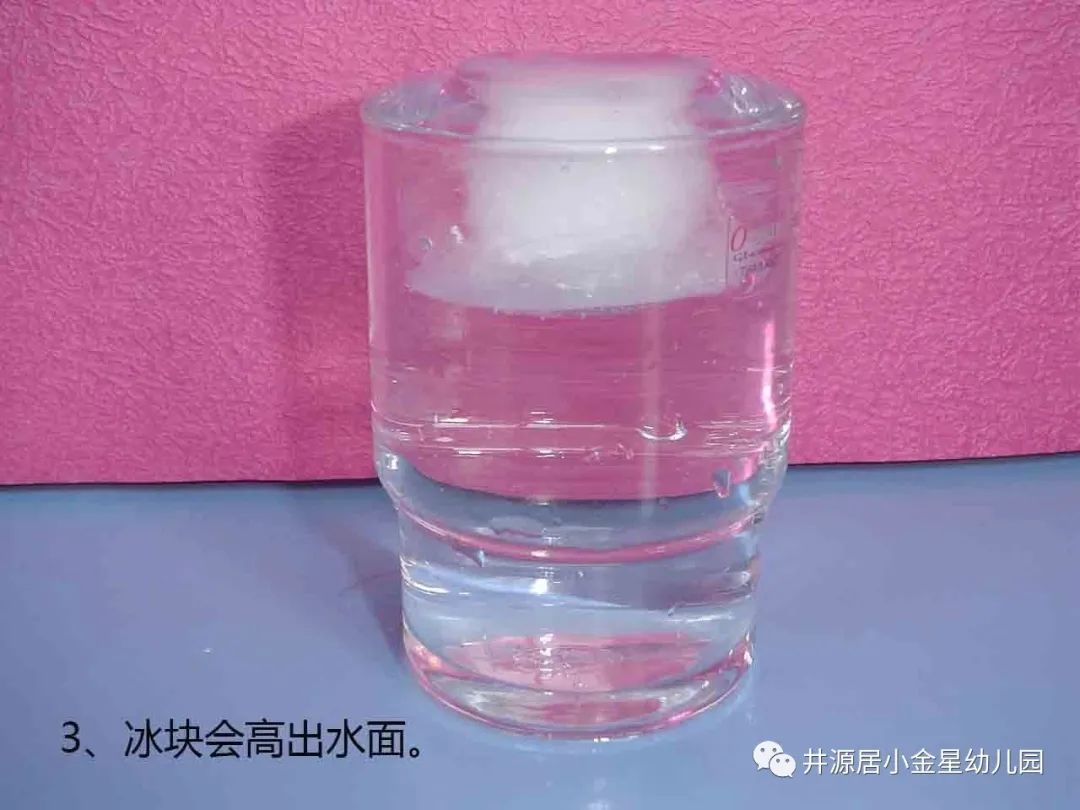 【科学原理:水结冰时体积会增大百分之九,因此质量变轻,自然会浮在