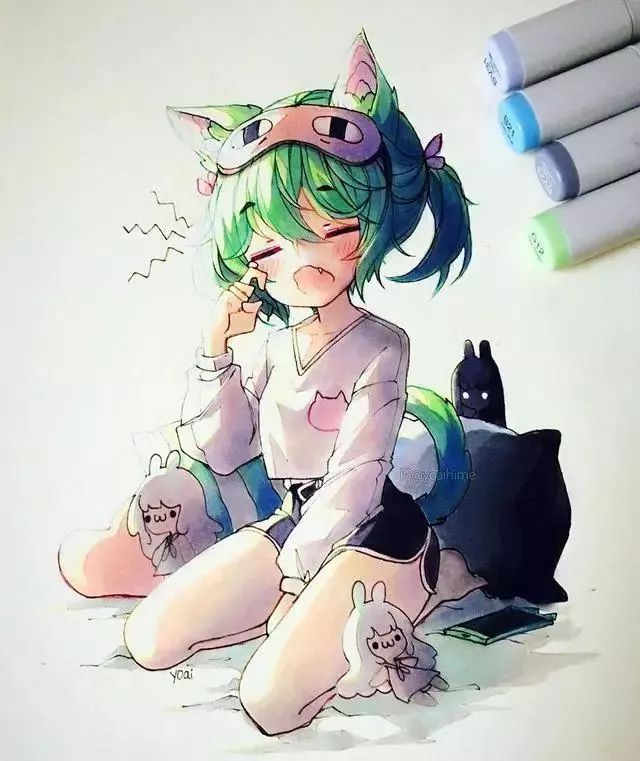 卡哇伊动漫手绘马克笔手绘上色小萝莉们超可爱马克笔上色技巧