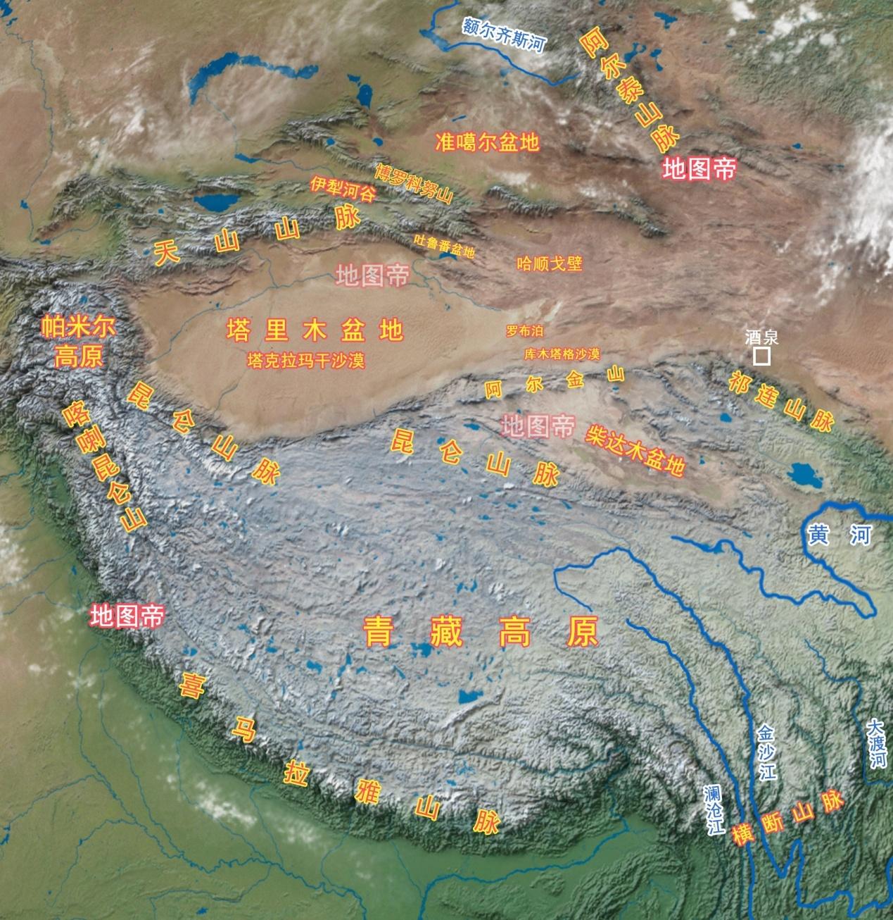 甘肃省山脉地形分布图图片