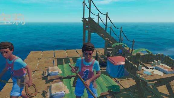 raft木筏求生双人联机4小哥哥跟宝莉的小岛第一夜怎么过的