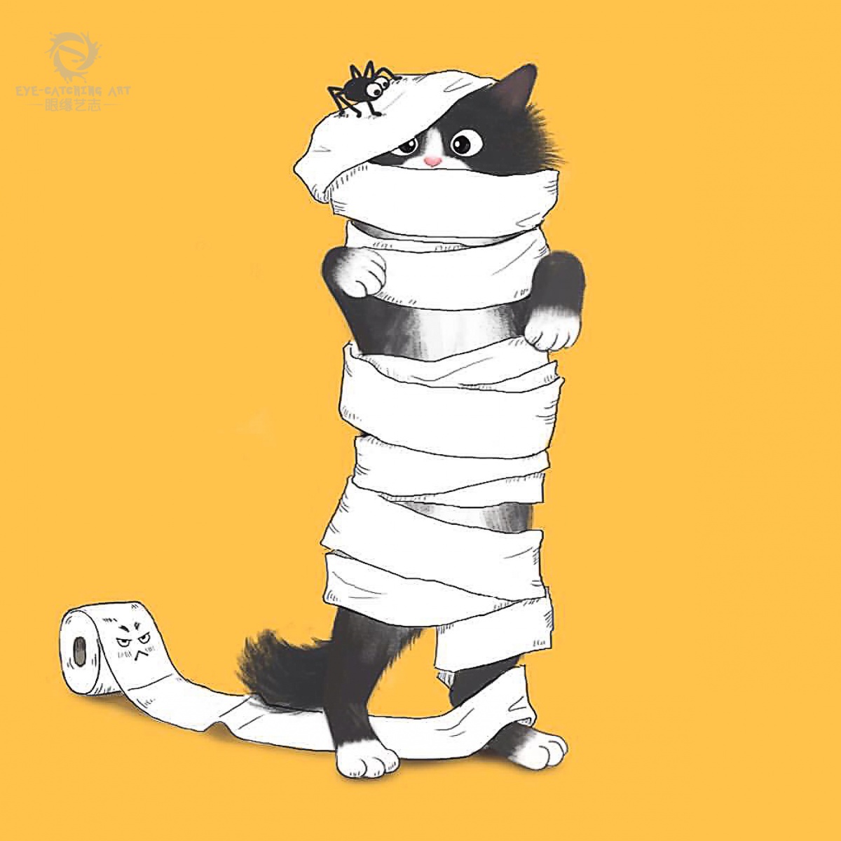 插画撸猫总有一幅就是你家的猫主子