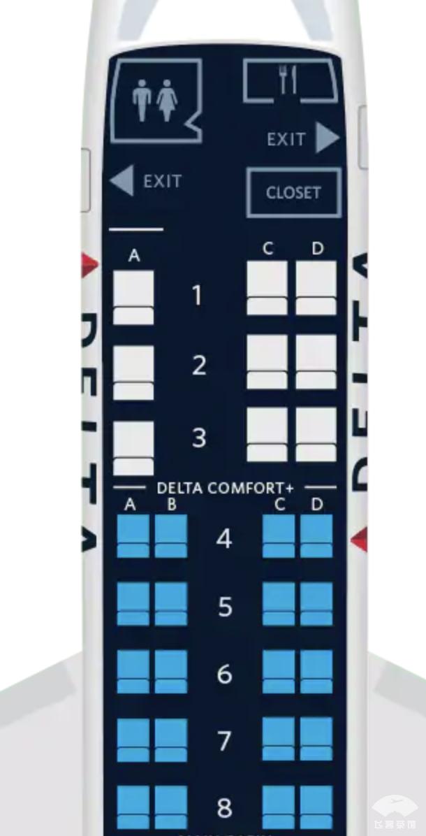 达美航空飞机座位图图片