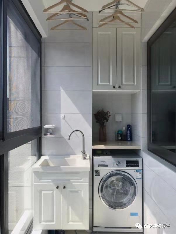 1米宽阳台怎么让洗衣机和洗衣池共存131