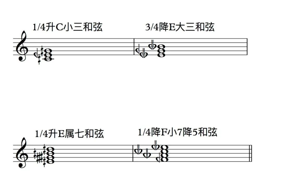 音集等现代方式构成和弦结构,未在此列举:g)属七和弦中增四减五度的