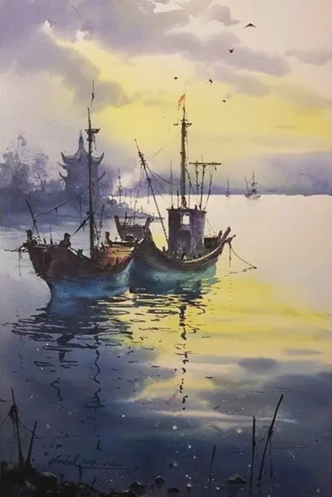 名画欣赏极具美感的蓝绿水彩色调怎么可以不爱